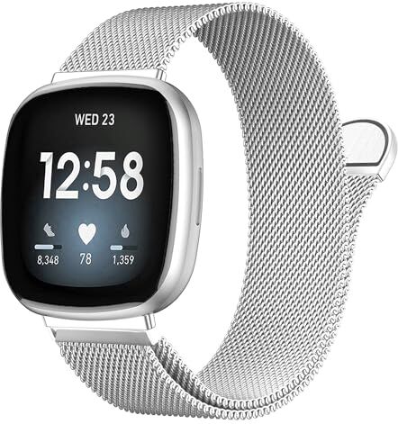 Issinlky cinturino in metallo compatibile con Fitbit Versa 3/Fitbit Versa 4, cinturino di ricambio in acciaio inossidabile per Fitbit Sense 2/Fitbit Sense Smartwatch