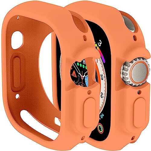 Miimall Custodia compatibile con Apple Watch Ultra 2/1 49 mm, flessibile, in TPU, antigraffio, antiurto, anti-goccia, per iWatch Ultra 2/1, 49 mm, arancione