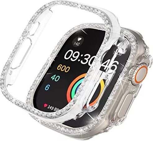 Miimall Compatibile con Apple Watch Ultra 49 mm Bling Case per le donne, con telaio rigido in PC senza protezione dello schermo, custodia protettiva ultra sottile per iWatch Ultra 49 mm trasparente