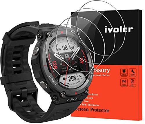 iVoler 4 Pezzi Pellicola Protettiva in Vetro Temperato per Fossil Gen 6 2021 42mm / 44mm / Fossil Gen 5 Julianna HR/Fossil Gen 5 Carlyle HR/Garmin Fenix 5S Plus 42mm / Garmin Vivomove Luxe 42mm