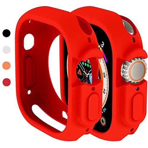 Miimall Custodia compatibile con Apple Watch Ultra 2/1 49 mm, custodia protettiva flessibile in TPU, antigraffio, antiurto, anti-goccia, per iWatch Ultra 2/1 49 mm, colore rosso