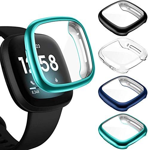 Axcellent [4-Pack Custodia Proteggi Schermo Compatibile con Fitbit Sense/Versa 3, TPU Custodia Rigida per paraurti Custodia Protettiva Completa Accessori per Guscio [AntiGraffio]