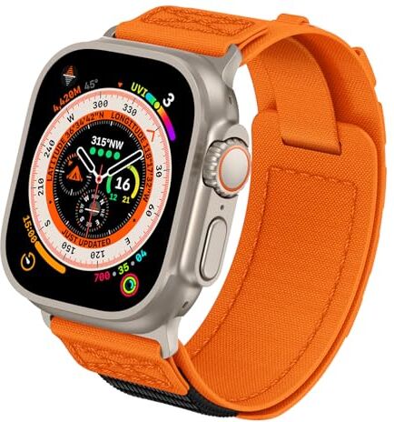 Dumgeo Cinturino per Apple Watch Ultra 49mm, Cinturini in Velcro Sport in Nylon Robusti Compatibile con Apple Watch Ultra 2 (49mm/45mm/44mm/42mm, Arancione)