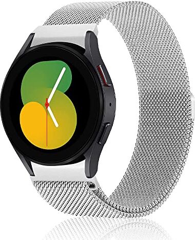 Niboow Cinturino per Samsung Galaxy Watch 5 40mm/Galaxy Watch 5 44mm, Acciaio Inossidabile Magnetico Cinturino, Traspirante Leggero Regolabile Cinturino per Samsung Galaxy Watch 5 Pro 45mm-D'argento