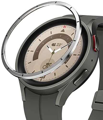 Ringke Bezel Styling Compatibile con Cover Samsung Galaxy Watch 5 Pro 45mm, Ghiera Anti Graffio Stainless Steel Adesivo Accessorio 45-32 (ST) Silver