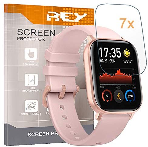 REY Pack 7X Pellicola salvaschermo per XIAOMI AMAZFIT GTS, qualità Premium, SmartWatch