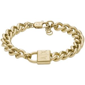 Armani Bracciale da uomo in acciaio inossidabile con chiusura a moschettone, Oro metallizzato Armani Bracciale da uomo in acciaio inossidabile con chiusura a moschettone, Oro metallizzato
