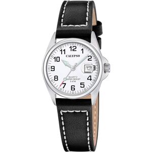 Calypso Orologio Donna Analogico Pelle Nera Movimento al Quarzo Vetro Minerale Alta Resistenza Impermeabile 5 ATM Elegante Classico Vintage Calendario K5871/1 Basic Calypso Orologio Donna Analogico Pelle Nera Movimento al Quarzo Vetro Minerale Alta Resistenza Impermeabile 5 ATM Elegante Classico Vintage Calendario K5871/1 Basic
