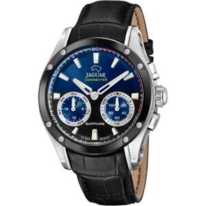 JAGUAR Smartwatch Ibrido Uomo Pelle Nera 10 ATM, Analogico Intelligente, Musica, Passi, Notifiche Chiamate JAGUAR Smartwatch Ibrido Uomo Pelle Nera 10 ATM, Analogico Intelligente, Musica, Passi, Notifiche Chiamate