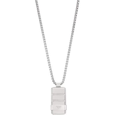 Emporio Armani Collana con piastrina da uomo in acciaio, Emporio Armani Collana con piastrina da uomo in acciaio,