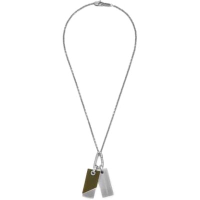 Emporio Armani Collana da uomo in acciaio inossidabile con chiusura a moschettone, Argento opaco Emporio Armani Collana da uomo in acciaio inossidabile con chiusura a moschettone, Argento opaco