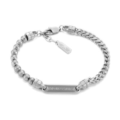 Emporio Armani Bracciale da uomo in acciaio inossidabile o con perline con chiusura a moschettone Emporio Armani Bracciale da uomo in acciaio inossidabile o con perline con chiusura a moschettone