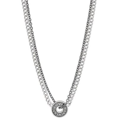 Emporio Armani Collana da uomo in acciaio inossidabile con chiusura a moschettone, Grigio Oxford Emporio Armani Collana da uomo in acciaio inossidabile con chiusura a moschettone, Grigio Oxford