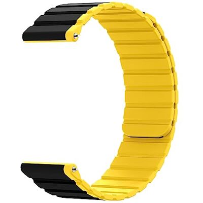 SYSTEM-S Cinturino 22mm in silicone magnetico per Samsung Galaxy Watch 5 4 giallo, nero/giallo, Eine Grösse SYSTEM-S Cinturino 22mm in silicone magnetico per Samsung Galaxy Watch 5 4 giallo, nero/giallo, Eine Grösse