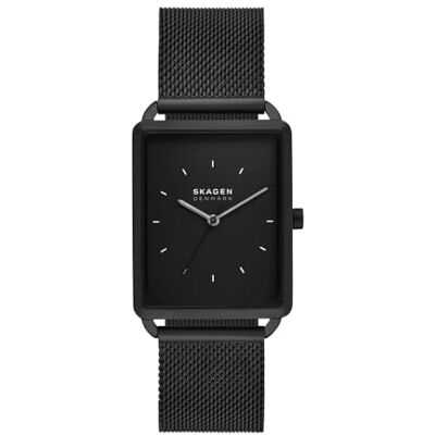 Skagen Orologio Hagen da uomo, movimento al quarzo a tre lancette con cinturino in acciaio inossidabile o in pelle, 36 mm, Nero fumo Skagen Orologio Hagen da uomo, movimento al quarzo a tre lancette con cinturino in acciaio inossidabile o in pelle, 36 mm, Nero fumo