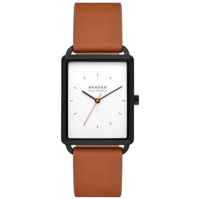 Skagen Orologio Hagen da uomo, movimento al quarzo a tre lancette con cinturino in acciaio inossidabile o in pelle, 36 mm, Marrone caldo Skagen Orologio Hagen da uomo, movimento al quarzo a tre lancette con cinturino in acciaio inossidabile o in pelle, 36 mm, Marrone caldo