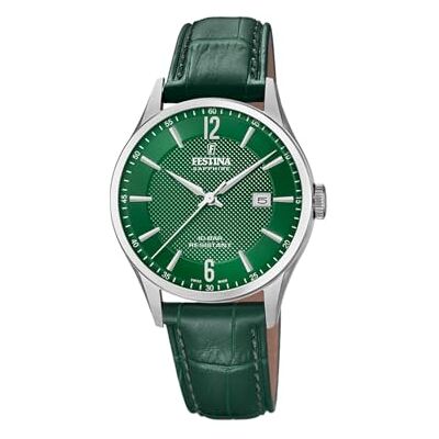 Festina Swiss Made Orologio Uomo Analogico in Pelle Verde Festina Swiss Made Orologio Uomo Analogico in Pelle Verde