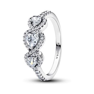 PANDORA Bague Femme Argent Halo Cœur Trilogie 194413C01, 58/18,5, Argent Sterling, Zircon cubique PANDORA Bague Femme Argent Halo Cœur Trilogie 194413C01, 58/18,5, Argent Sterling, Zircon cubique