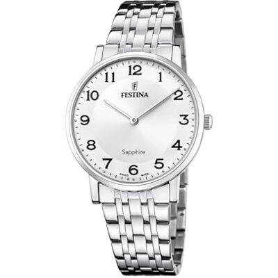 Festina Swiss Made Orologio Uomo in Acciaio Inox. 316l Argentato Festina Swiss Made Orologio Uomo in Acciaio Inox. 316l Argentato