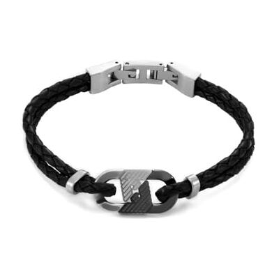 Emporio Armani Bracciale da uomo in acciaio inossidabile o in pelle con chiusura a maglie Emporio Armani Bracciale da uomo in acciaio inossidabile o in pelle con chiusura a maglie