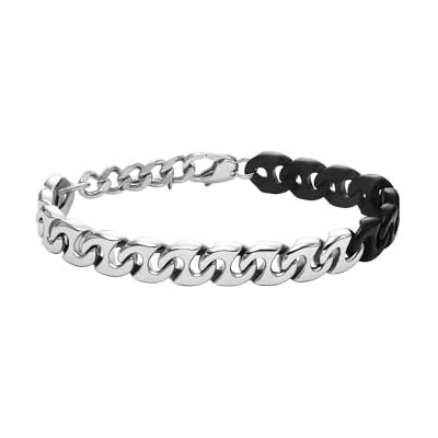 Diesel Bracciale da uomo in acciaio inossidabile con chiusura a moschettone o a scorrimento, Argento piombo Diesel Bracciale da uomo in acciaio inossidabile con chiusura a moschettone o a scorrimento, Argento piombo