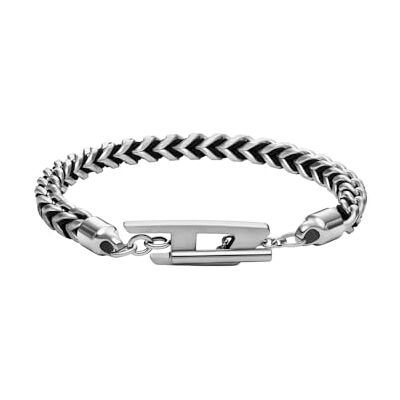 Diesel Bracciale da Uomo in Acciaio Inossidabile con Chiusura a T, Argento grigio Diesel Bracciale da Uomo in Acciaio Inossidabile con Chiusura a T, Argento grigio