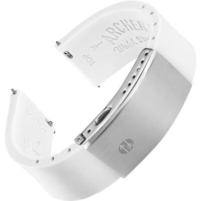 Archer Watch Straps Cinturino Su Misura in Silicone a Sgancio Rapido (Bianco, 18mm) Archer Watch Straps Cinturino Su Misura in Silicone a Sgancio Rapido (Bianco, 18mm)