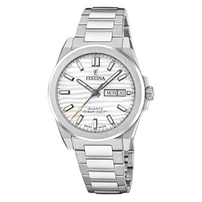 Festina Swiss Made Orologio Uomo in Acciaio Inox. 316l Argentato Festina Swiss Made Orologio Uomo in Acciaio Inox. 316l Argentato
