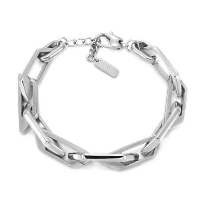 Diesel Bracciale da uomo in acciaio inossidabile con chiusura a moschettone o a scorrimento, Argento lucido Diesel Bracciale da uomo in acciaio inossidabile con chiusura a moschettone o a scorrimento, Argento lucido