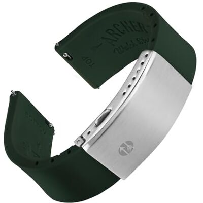 Archer Watch Straps Cinturino Su Misura in Silicone a Sgancio Rapido (Verde da Corsa Britannico, 22mm) Archer Watch Straps Cinturino Su Misura in Silicone a Sgancio Rapido (Verde da Corsa Britannico, 22mm)
