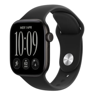 Apple Watch Series 12 GPS 42 mm Smartwatch Cassa in alluminio nero con cinturino Sport nero S/M Apple Watch Series 12 GPS 42 mm Smartwatch Cassa in alluminio nero con cinturino Sport nero S/M