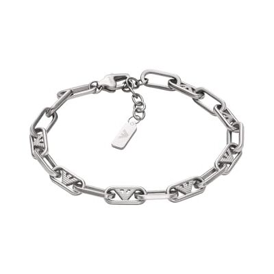 Emporio Armani Bracciale da uomo in acciaio inossidabile o con perline con chiusura a moschettone Emporio Armani Bracciale da uomo in acciaio inossidabile o con perline con chiusura a moschettone