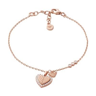 Giorgio Armani Bracciale donna in argento con chiusura a moschettone o a cursore, Rosa pesca Giorgio Armani Bracciale donna in argento con chiusura a moschettone o a cursore, Rosa pesca