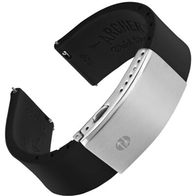 Archer Watch Straps Cinturino Su Misura in Silicone a Sgancio Rapido (Nero, 20mm) Archer Watch Straps Cinturino Su Misura in Silicone a Sgancio Rapido (Nero, 20mm)