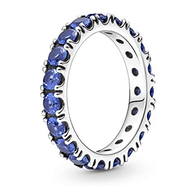 PANDORA Timeless Anello fascia scintillante, in argento sterling, con cristalli blu (princess blue) PANDORA Timeless Anello fascia scintillante, in argento sterling, con cristalli blu (princess blue)