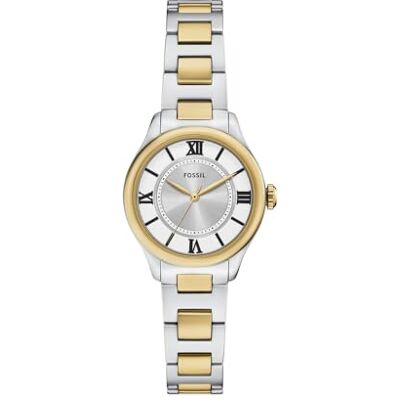 Fossil Orologio Gilmore per donna, Movimento al quarzo a tre lancette con cinturino in acciaio inossidabile o in pelle Fossil Orologio Gilmore per donna, Movimento al quarzo a tre lancette con cinturino in acciaio inossidabile o in pelle