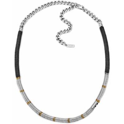 Diesel Collana da uomo in acciaio inossidabile con chiusura a moschettone, Argento pastello Diesel Collana da uomo in acciaio inossidabile con chiusura a moschettone, Argento pastello