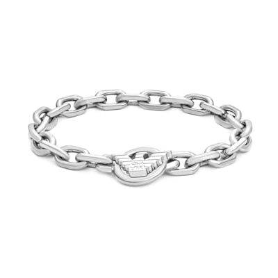 Giorgio Armani Bracciale Uomo in acciaio inossidabile o pelle con chiusura toggle, Nero e acciaio Giorgio Armani Bracciale Uomo in acciaio inossidabile o pelle con chiusura toggle, Nero e acciaio