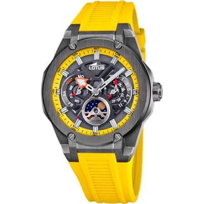 Lotus Orologio Analogico Uomo con Fase Lunar in Gomma Giallo Lotus Orologio Analogico Uomo con Fase Lunar in Gomma Giallo