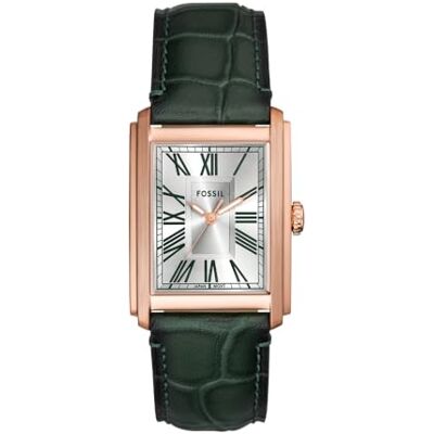 Fossil Orologio Carraway da uomo, Movimento al quarzo a tre lancette con cinturino in pelle o acciaio inossidabile, Nero Jet, 30 mm Fossil Orologio Carraway da uomo, Movimento al quarzo a tre lancette con cinturino in pelle o acciaio inossidabile, Nero Jet, 30 mm