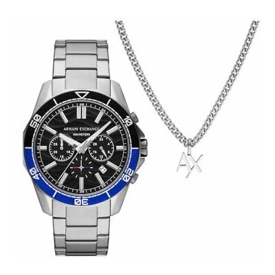 Armani Orologio da uomo, Movimento cronografo al quarzo e cassa da 44 mm con cinturino in acciaio Armani Orologio da uomo, Movimento cronografo al quarzo e cassa da 44 mm con cinturino in acciaio