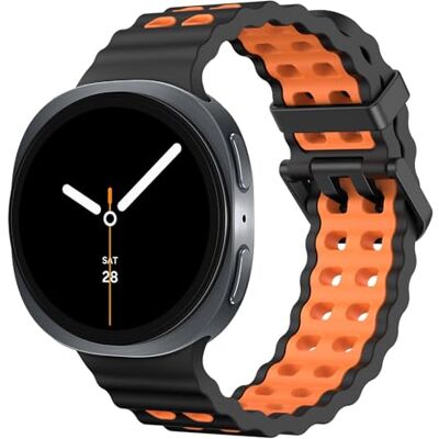 MoKo Cinturino Sportivo Ocean Compatibile con Samsung Galaxy Watch 8 40mm 44mm/Galaxy Watch 8 Classic 46mm, Cinturino Traspirante in Morbido Silicone per Uomo Donna, Nero/Arancione MoKo Cinturino Sportivo Ocean Compatibile con Samsung Galaxy Watch 8 40mm 44mm/Galaxy Watch 8 Classic 46mm, Cinturino Traspirante in Morbido Silicone per Uomo Donna, Nero/Arancione