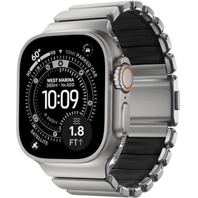 NOMAD Stratos Cinturino I per Apple Watch 42/44/45/46/49 mm, design ibrido, Natural Black, verschiedene größen, Moderno NOMAD Stratos Cinturino I per Apple Watch 42/44/45/46/49 mm, design ibrido, Natural Black, verschiedene größen, Moderno