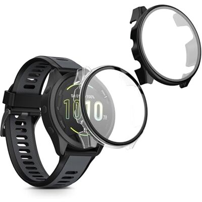 kwmobile 2x Custodia Rigida Smartwatch Compatibile con Garmin Forerunner 165 / Forerunner 165 Music Cover Case Vetro Temperato Orologio Fitness trasparente/nero kwmobile 2x Custodia Rigida Smartwatch Compatibile con Garmin Forerunner 165 / Forerunner 165 Music Cover Case Vetro Temperato Orologio Fitness trasparente/nero