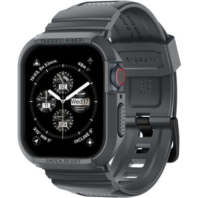 Spigen Cover con Cinturino Rugged Armor Pro in TPU Compatibile con Apple Watch Series per 9/8/7 45mm e Series per 6/SE/5/4 44mm Grigio Scuro Spigen Cover con Cinturino Rugged Armor Pro in TPU Compatibile con Apple Watch Series per 9/8/7 45mm e Series per 6/SE/5/4 44mm Grigio Scuro