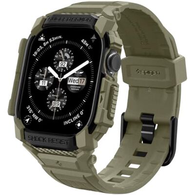 Spigen Cover con Cinturino Rugged Armor Pro in TPU Compatibile con Apple Watch Series 11/10 46mm (2025/2024) Vintage Khaki Spigen Cover con Cinturino Rugged Armor Pro in TPU Compatibile con Apple Watch Series 11/10 46mm (2025/2024) Vintage Khaki