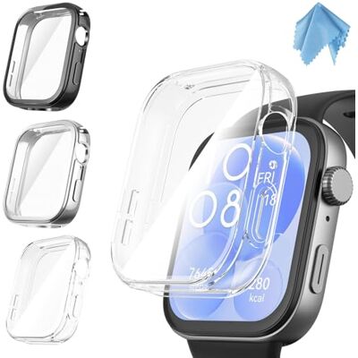 FINTIE 3 Pezzi Cover per Huawei Watch Fit 3, Protezione Morbide TPU Custodia con Pellicola Protettiva FINTIE 3 Pezzi Cover per Huawei Watch Fit 3, Protezione Morbide TPU Custodia con Pellicola Protettiva