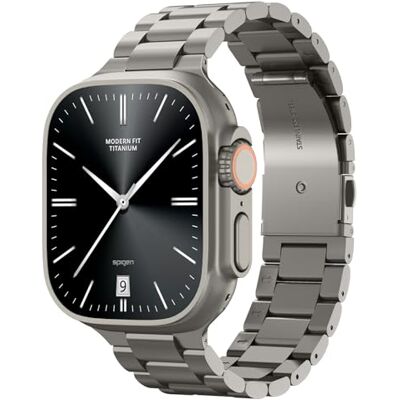 Spigen Modern Fit Titanium Cinturino per Apple Watch Ultra, Series 12/11/10 Cinturino titanio con adattatori in acciaio inossidabile, chiusura metallo e connettori a pulsante per 49/46/45/44mm Spigen Modern Fit Titanium Cinturino per Apple Watch Ultra, Series 12/11/10 Cinturino titanio con adattatori in acciaio inossidabile, chiusura metallo e connettori a pulsante per 49/46/45/44mm