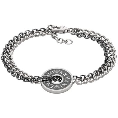 Emporio Armani Bracciale da uomo in acciaio inossidabile o con perline con chiusura a moschettone Emporio Armani Bracciale da uomo in acciaio inossidabile o con perline con chiusura a moschettone