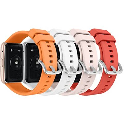 MoKo 4 Pezzi Cinturino Compatibile con Huawei Watch Fit Active/Elegant Smartwatch, Braccialetto Sportivo di Ricambio in Morbido Silicone, Arancione/Bianco/Rosa Sakura/Rosso MoKo 4 Pezzi Cinturino Compatibile con Huawei Watch Fit Active/Elegant Smartwatch, Braccialetto Sportivo di Ricambio in Morbido Silicone, Arancione/Bianco/Rosa Sakura/Rosso